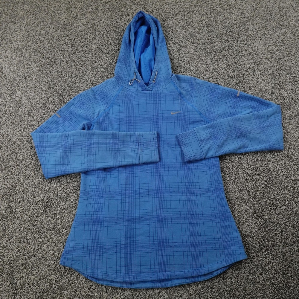 Nike Hoodie Womens M Blue Dri Fit Active Running Pullover Sweatshirt Workout Gym